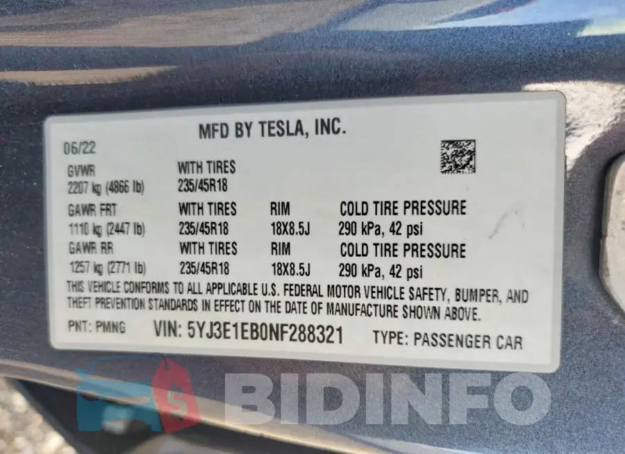 5YJ3E1EB0NF288321 Photo# 12