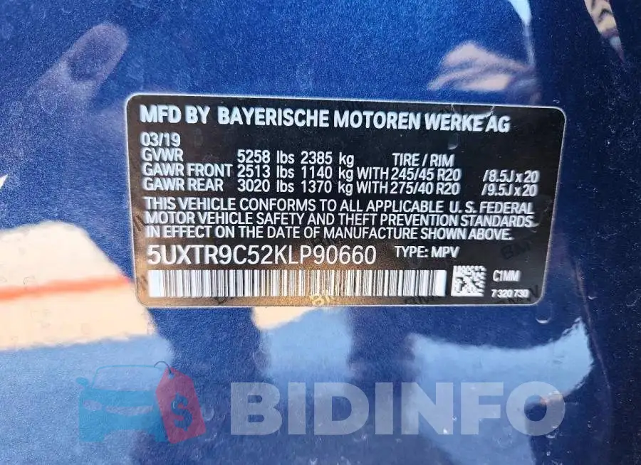 5UXTR9C52KLP90660 Photo# 14