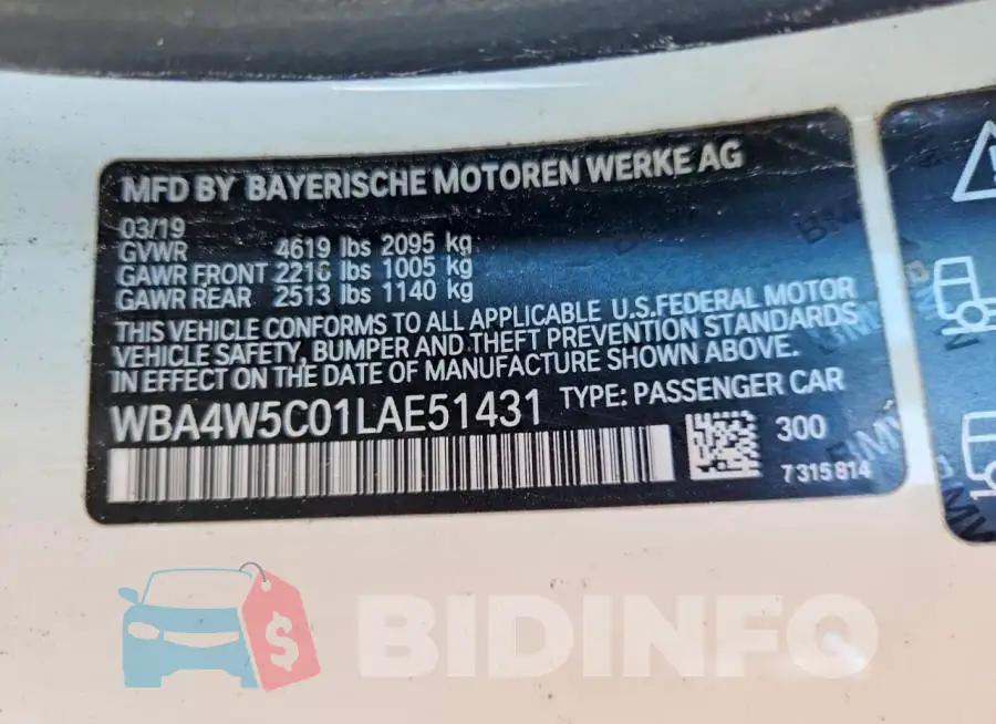 WBA4W5C01LAE51431 Photo# 12