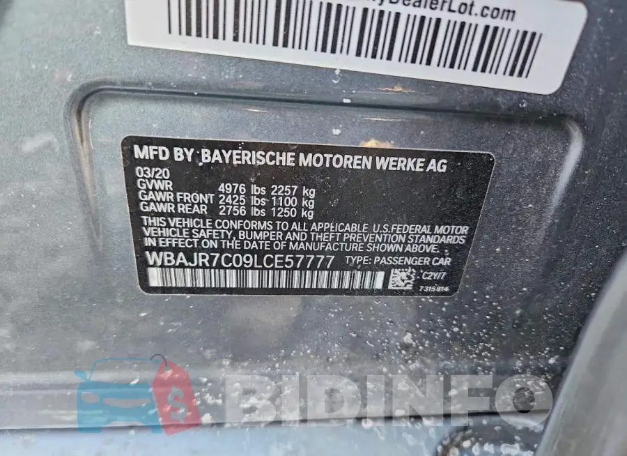 WBAJR7C09LCE57777 Photo# 12
