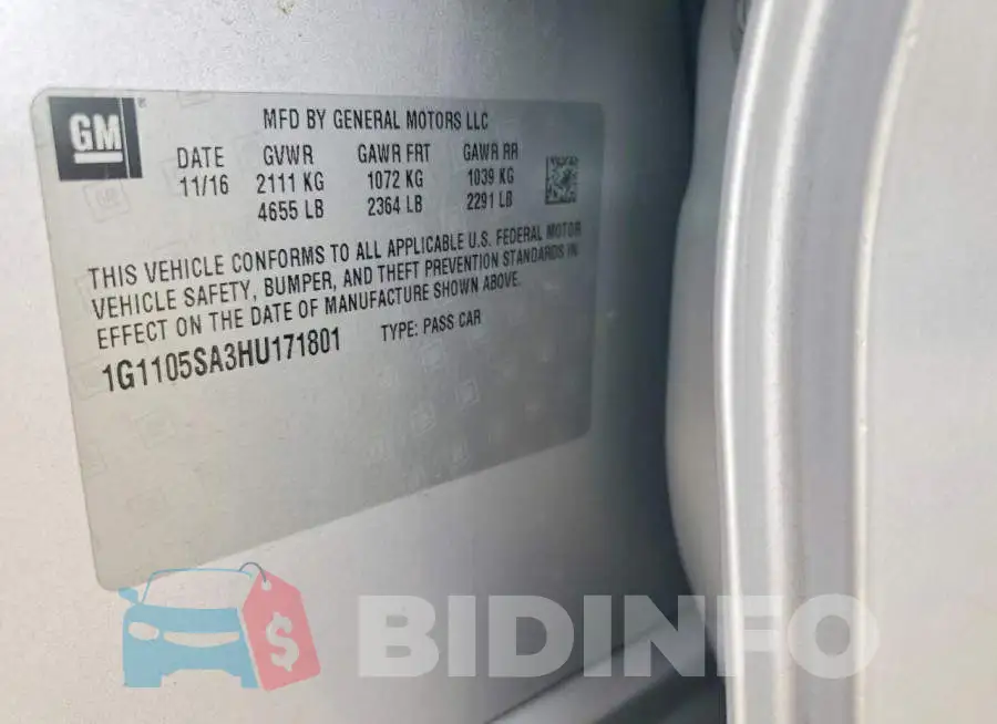 1G1105SA3HU171801 Photo# 12