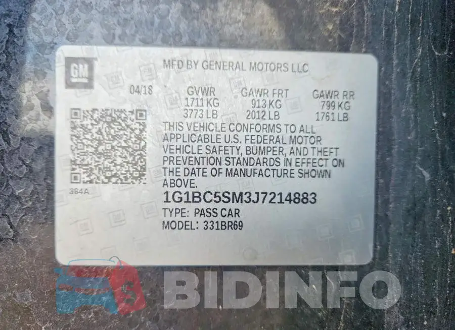 1G1BC5SM3J7214883 Photo# 12