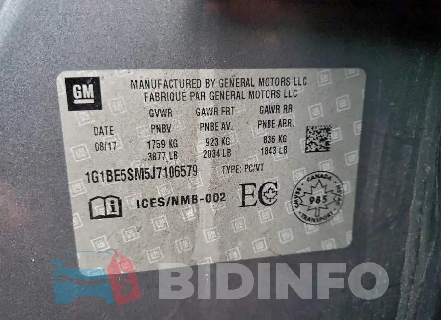 1G1BE5SM5J7106579 Photo# 12