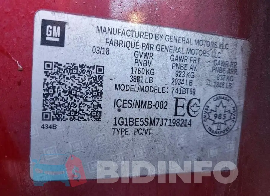 1G1BE5SM7J7198214 Photo# 13