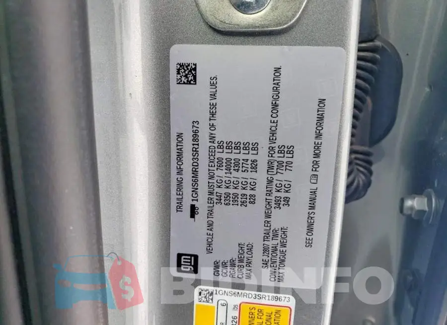 1GNS6MRD3SR189673 Photo# 12