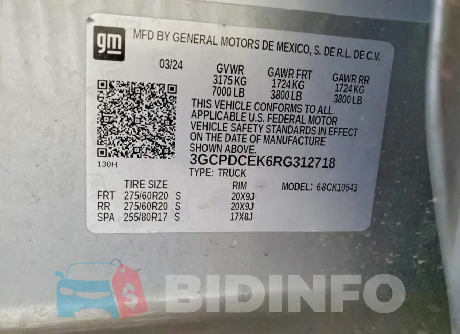 3GCPDCEK6RG312718 Photo# 12