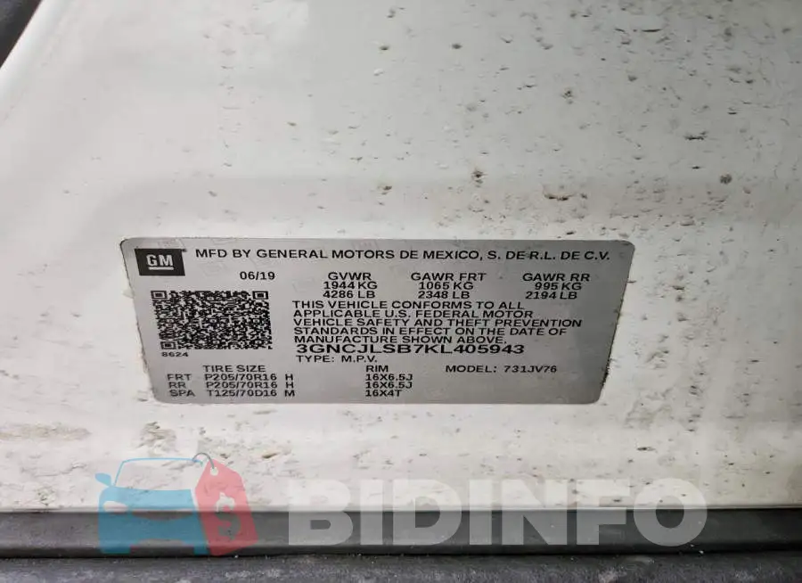3GNCJLSB7KL405943 Photo# 14