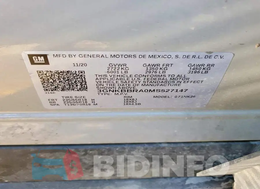 3GNKBBRA0MS527147 Photo# 13