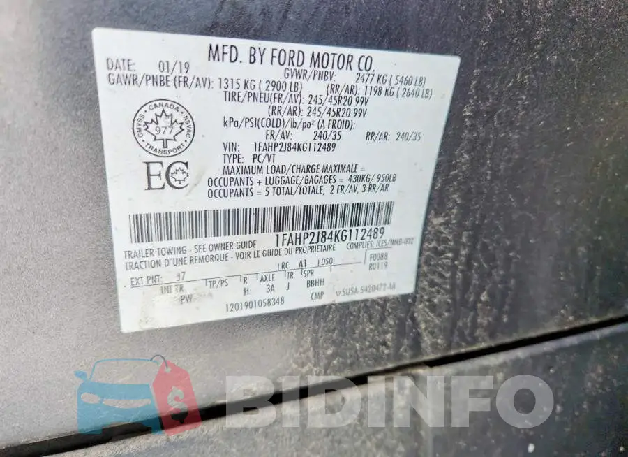 1FAHP2J84KG112489 Photo# 13