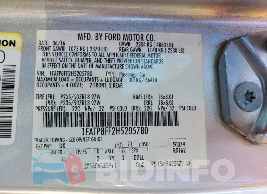 1FATP8FF2H5205780 Photo# 12