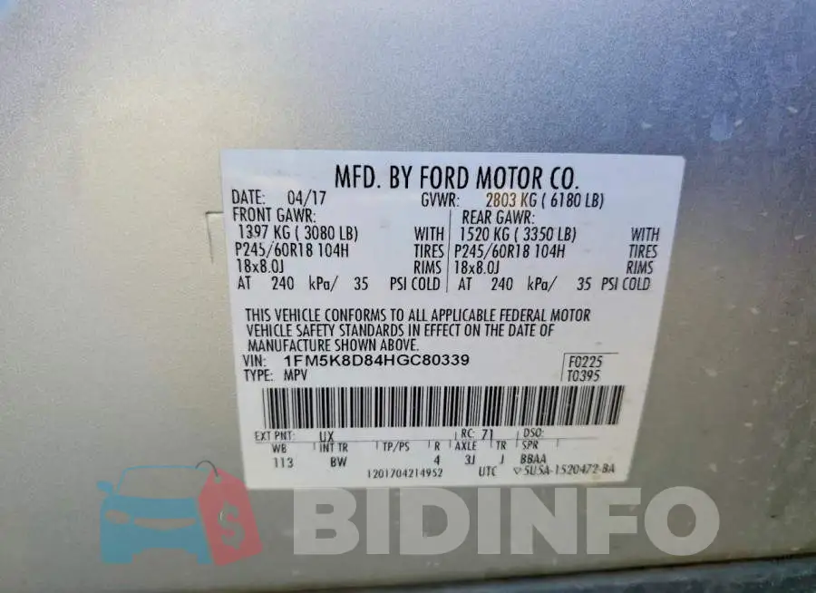 1FM5K8D84HGC80339 Photo# 12