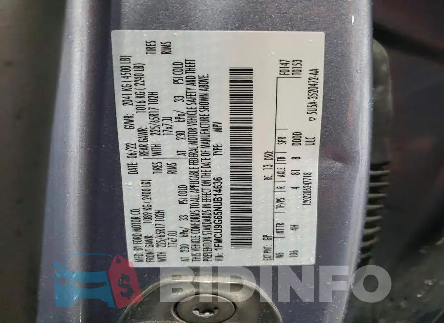 1FMCU9G65NUB14636 Photo# 13