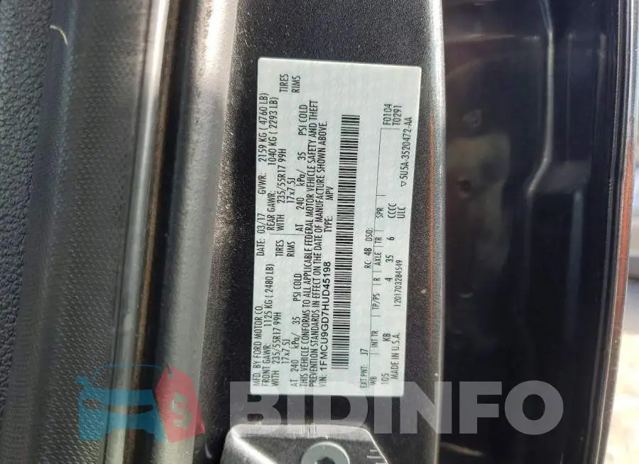 1FMCU9GD7HUD45198 Photo# 13