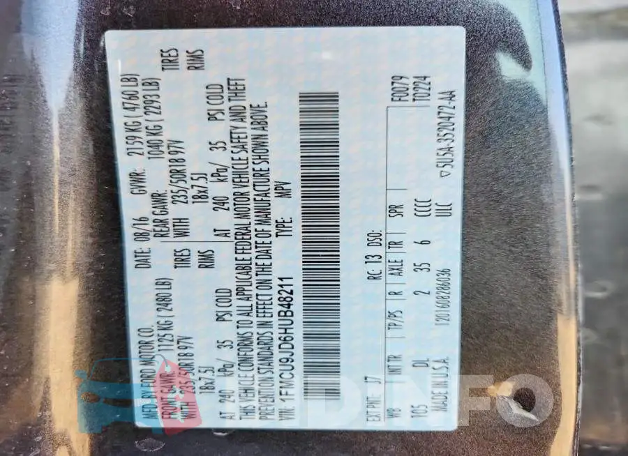 1FMCU9JD6HUB48211 Photo# 13