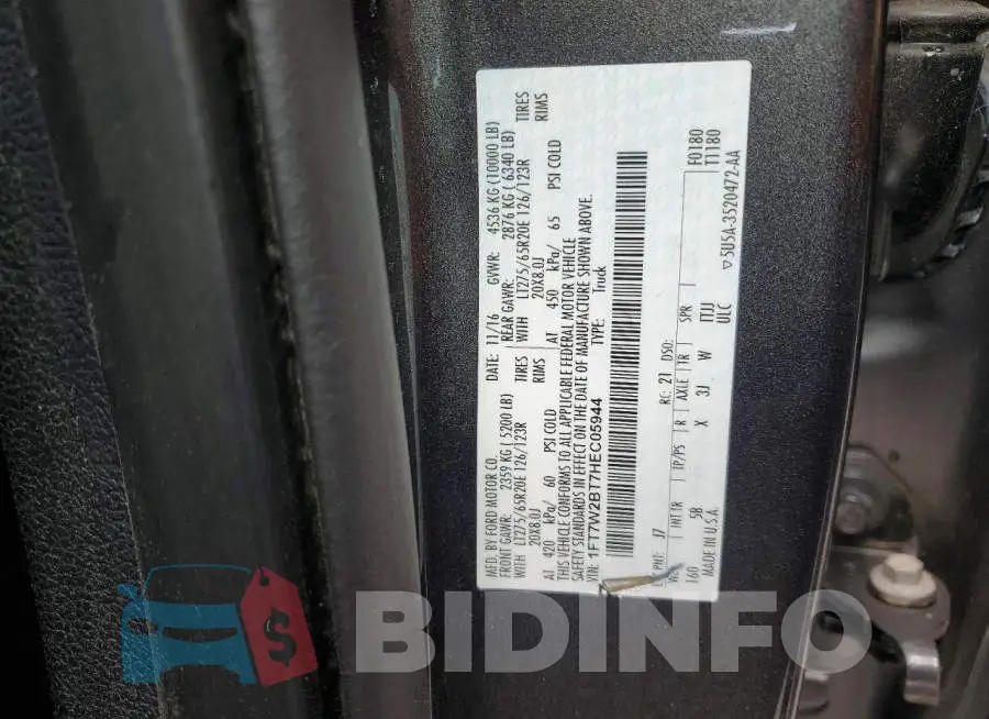 1FT7W2BT7HEC05944 Photo# 12