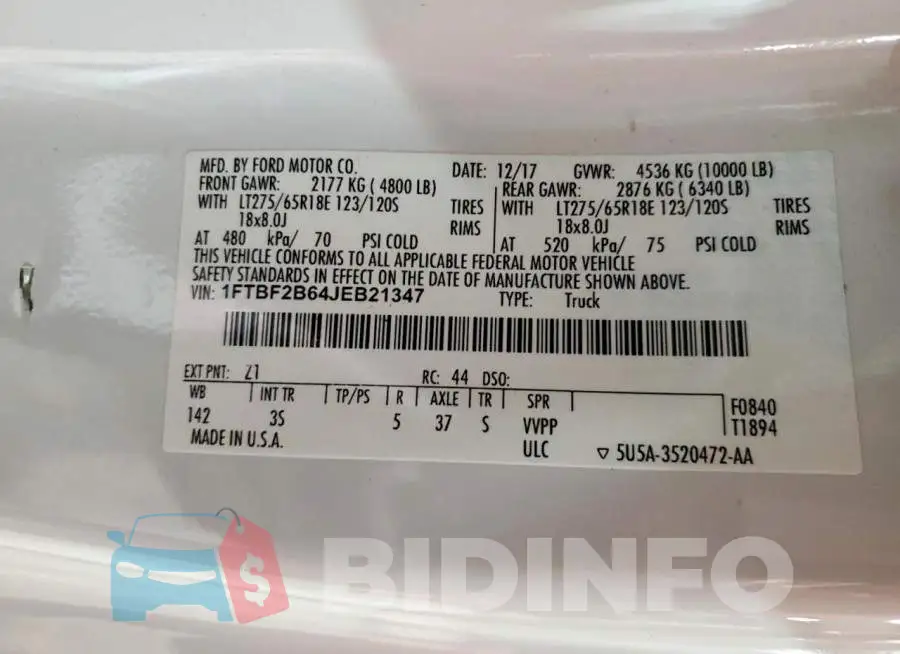 1FTBF2B64JEB21347 Photo# 12