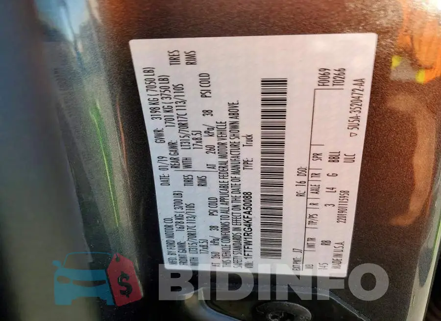1FTFW1RG4KFA50088 Photo# 12