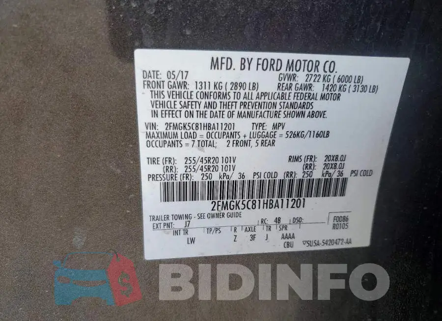 2FMGK5C81HBA11201 Photo# 13