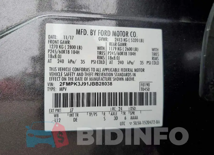 2FMPK3J91JBB28038 Photo# 14