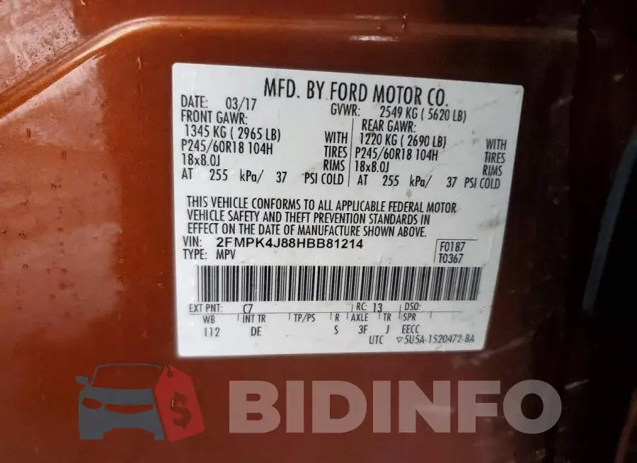 2FMPK4J88HBB81214 Photo# 13
