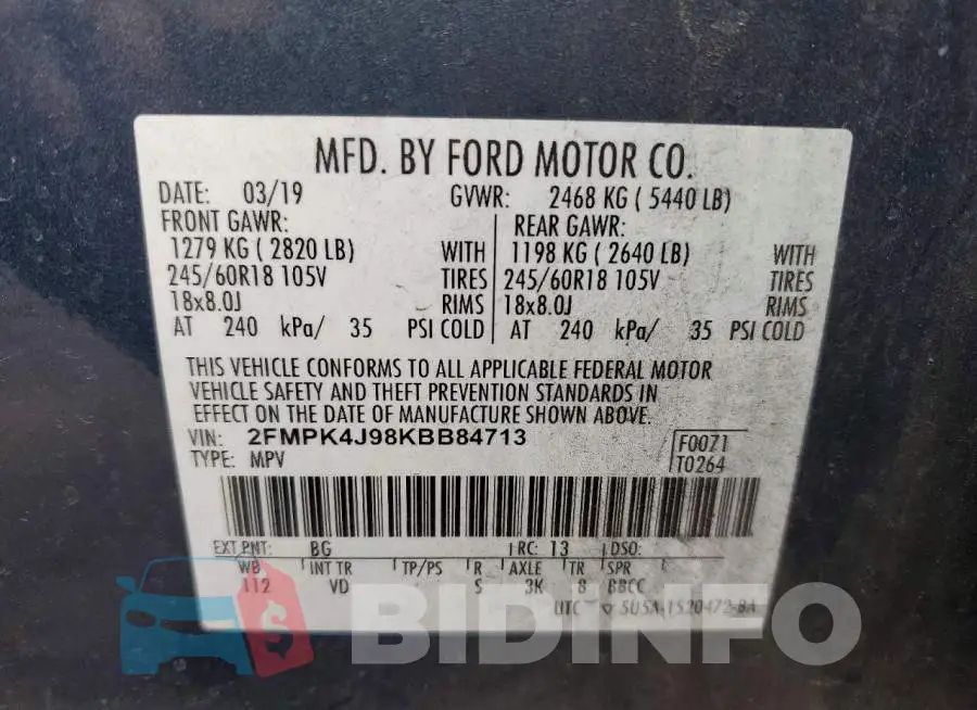 2FMPK4J98KBB84713 Photo# 12