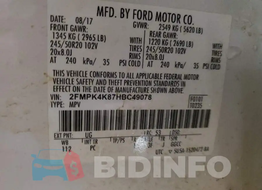 2FMPK4K87HBC49078 Photo# 13