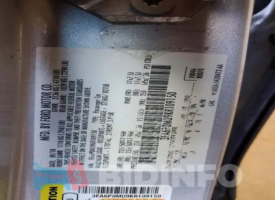 3FA6P0MU9KR109150 Photo# 12