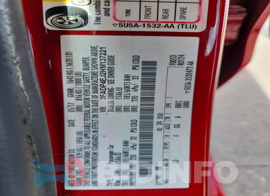 3FADP4EJ2HM137221 Photo# 12