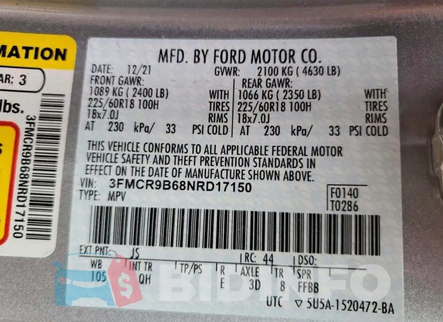 3FMCR9B68NRD17150 Photo# 13