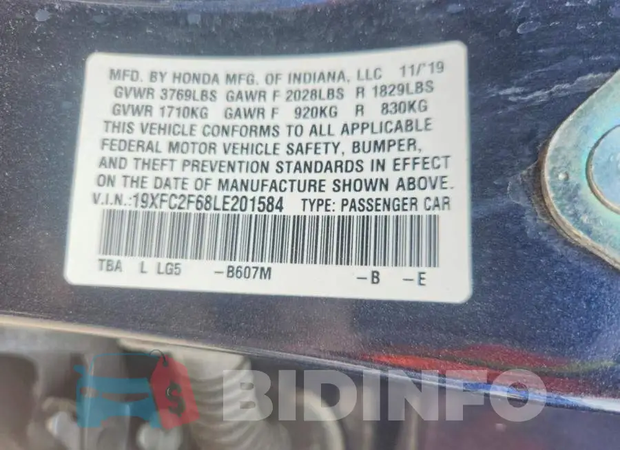 19XFC2F68LE201584 Photo# 12