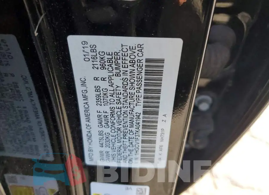 1HGCV1F37KA041942 Photo# 12