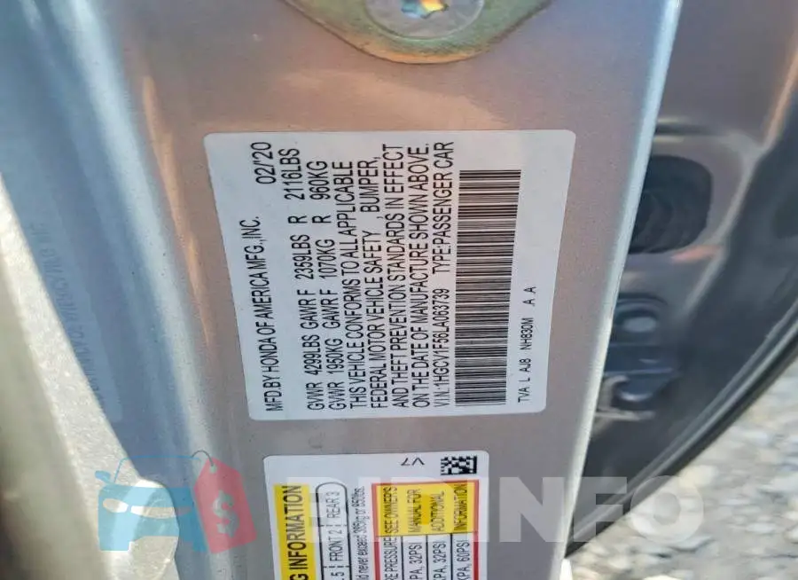 1HGCV1F56LA063739 Photo# 12