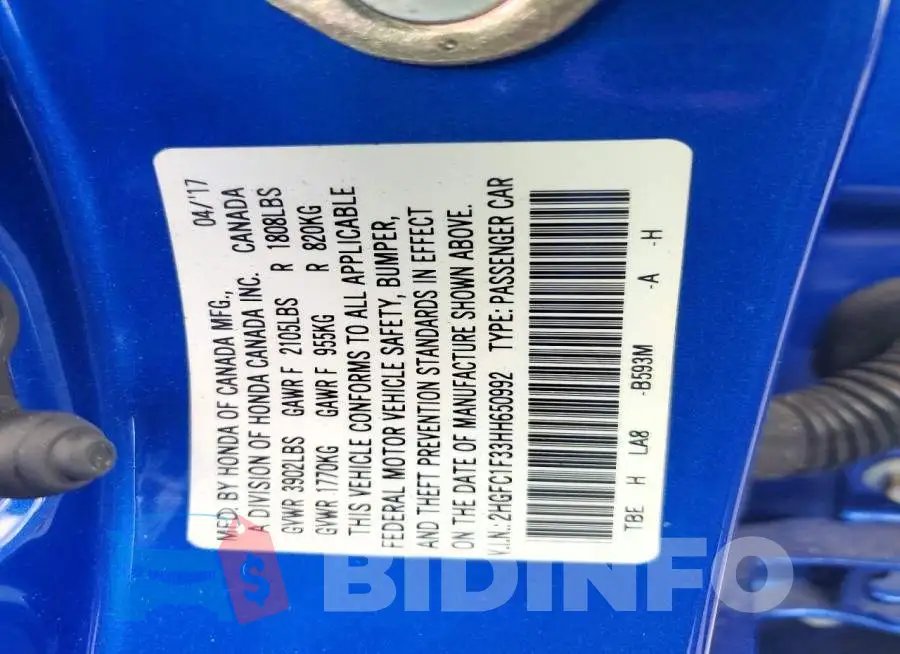 2HGFC1F33HH650992 Photo# 13