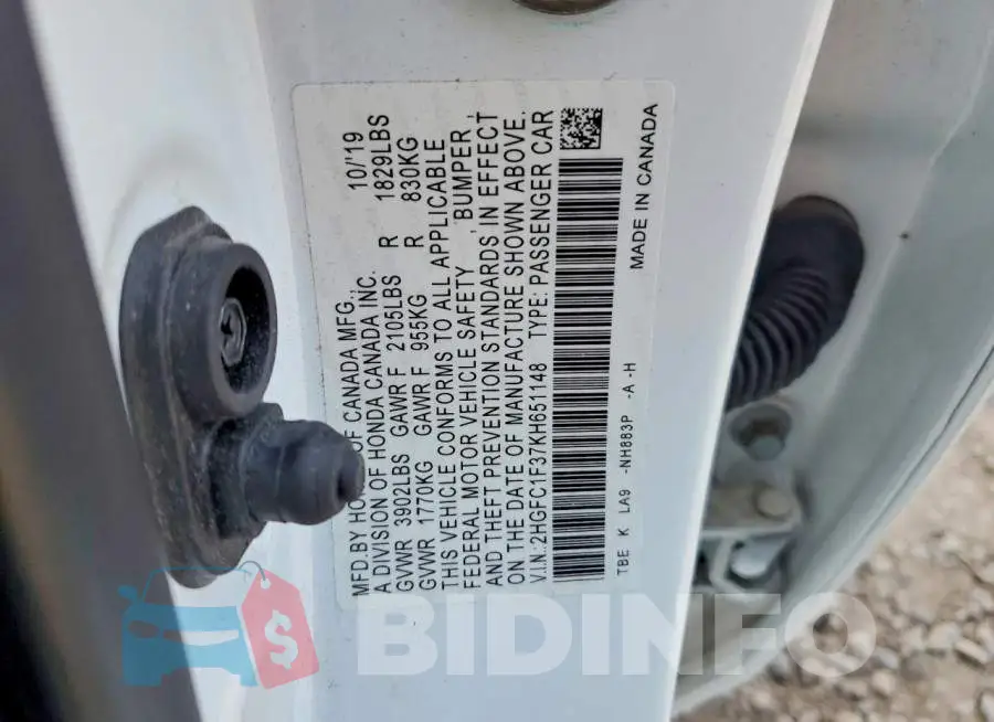 2HGFC1F37KH651148 Photo# 12