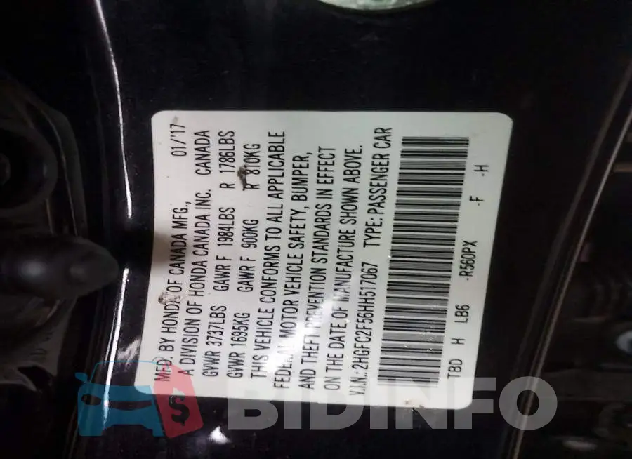 2HGFC2F56HH517067 Photo# 12