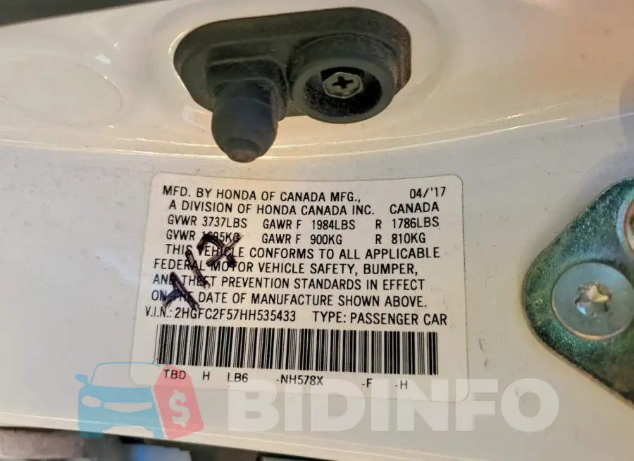 2HGFC2F57HH535433 Photo# 12