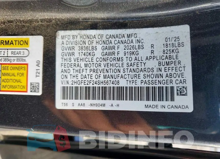 2HGFE2F24SH567408 Photo# 12