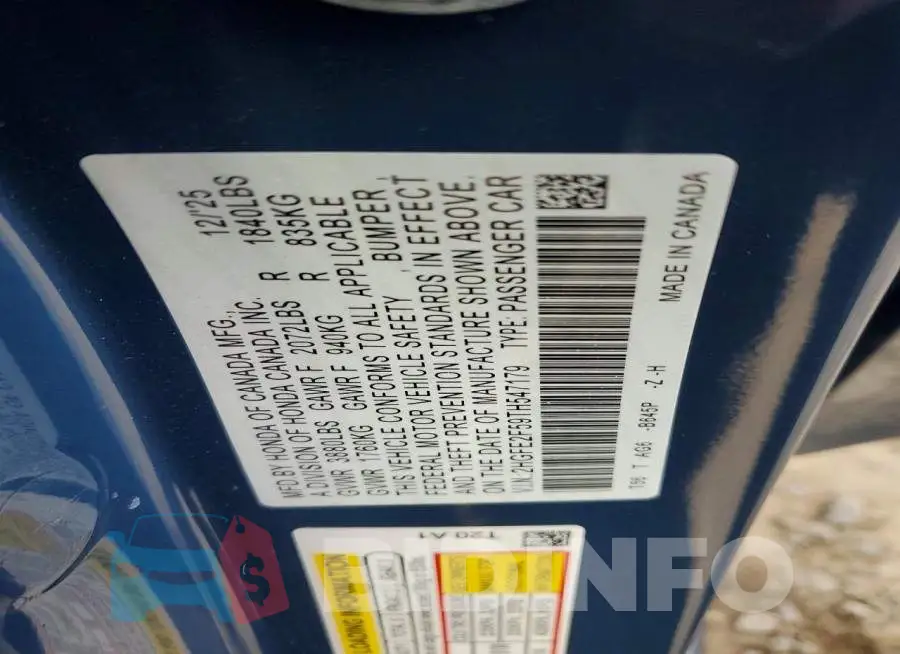2HGFE2F59TH547179 Photo# 12