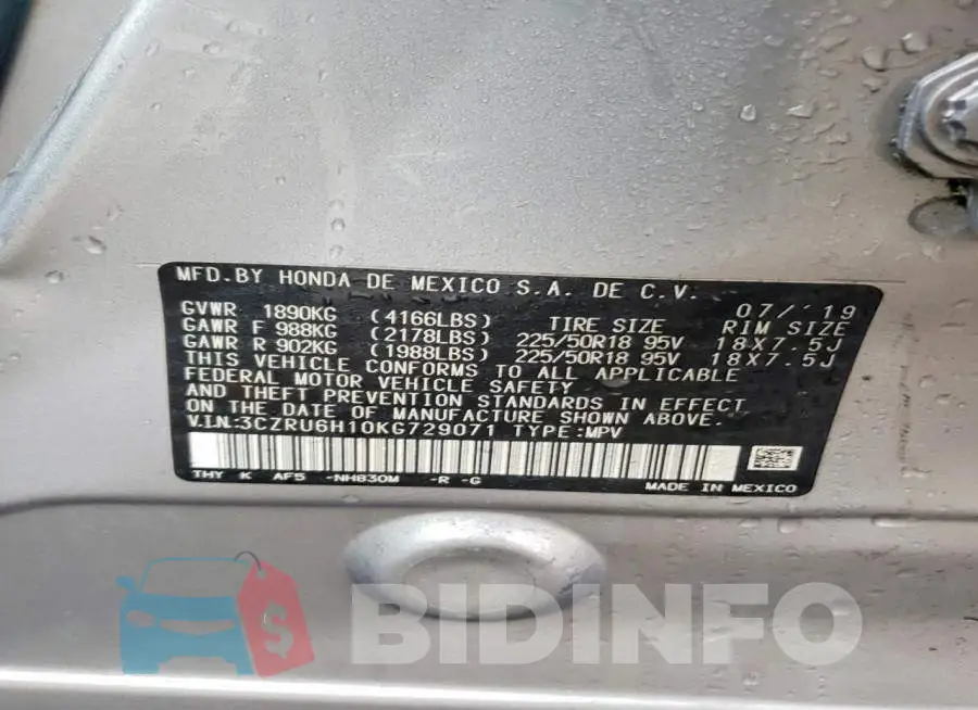 3CZRU6H10KG729071 Photo# 13