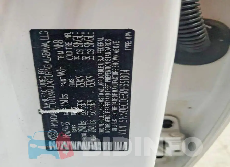 5NMJECDE3RH351804 Photo# 13