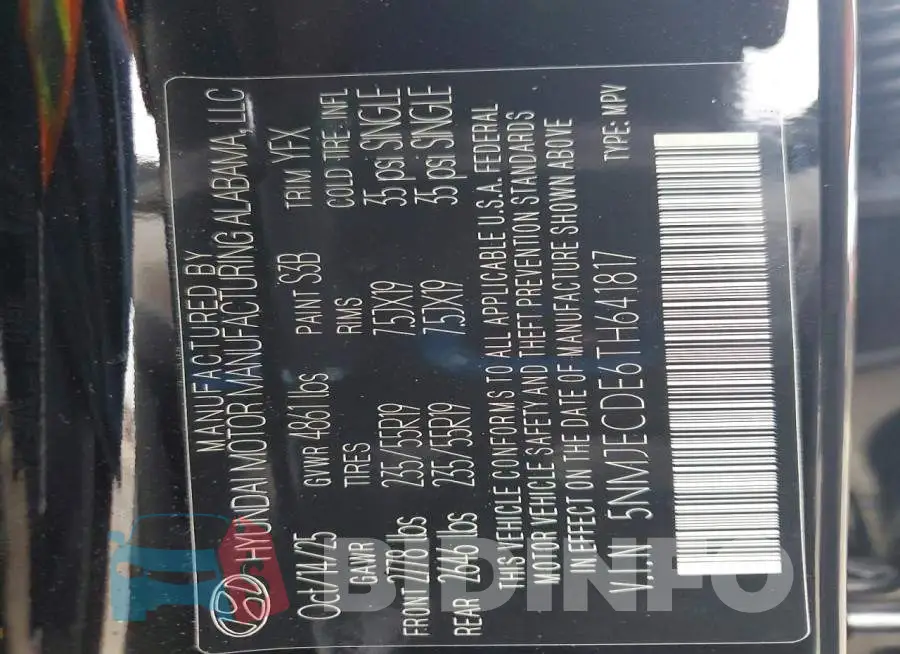 5NMJECDE6TH641817 Photo# 13