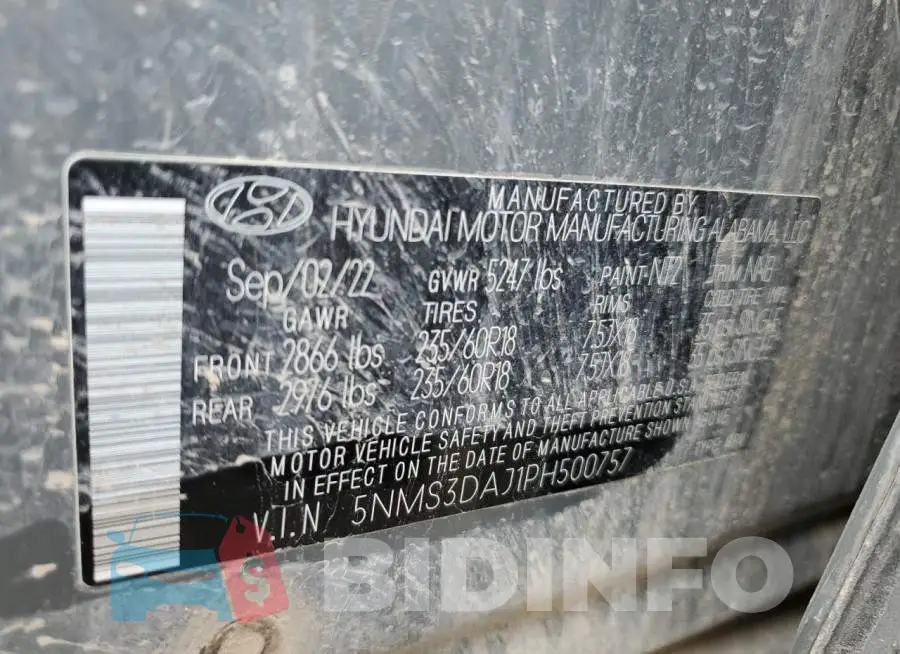 5NMS3DAJ1PH500757 Photo# 14