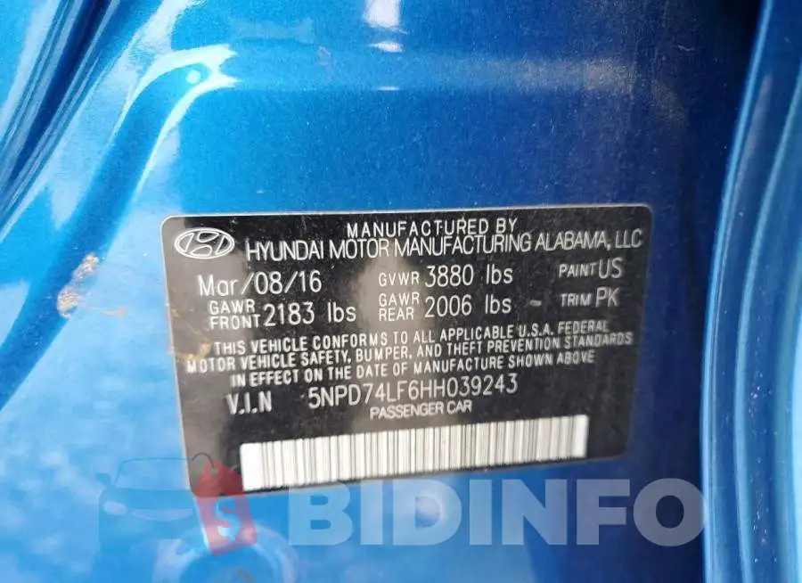 5NPD74LF6HH039243 Photo# 12