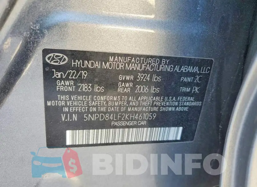5NPD84LF2KH461059 Photo# 12
