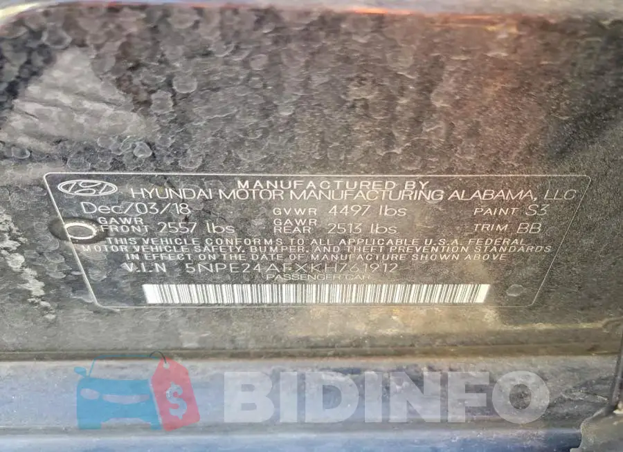 5NPE24AFXKH761912 Photo# 12