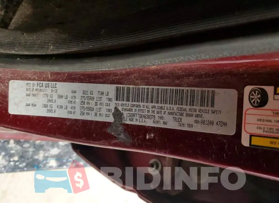 1C6SRFFT6KN638379 Photo# 11