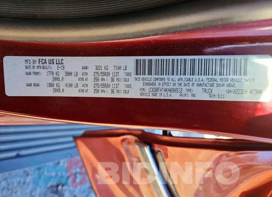 1C6SRFHT4KN690512 Photo# 12