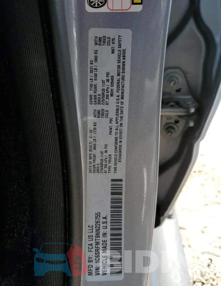 1C6SRFMT9NN226755 Photo# 12