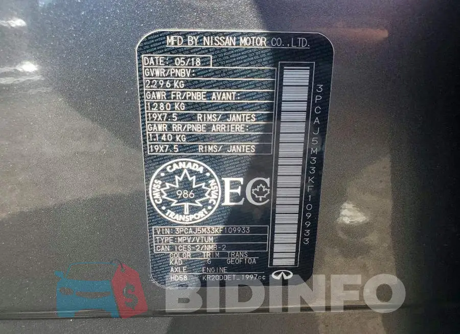 3PCAJ5M33KF109933 Photo# 14