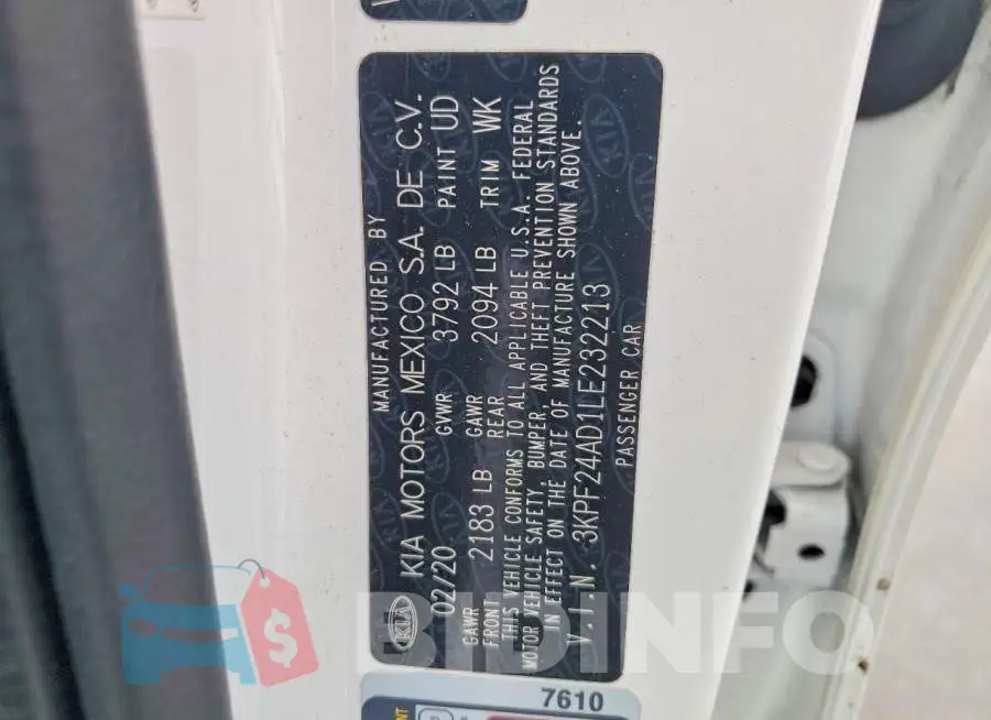 3KPF24AD1LE232213 Photo# 12